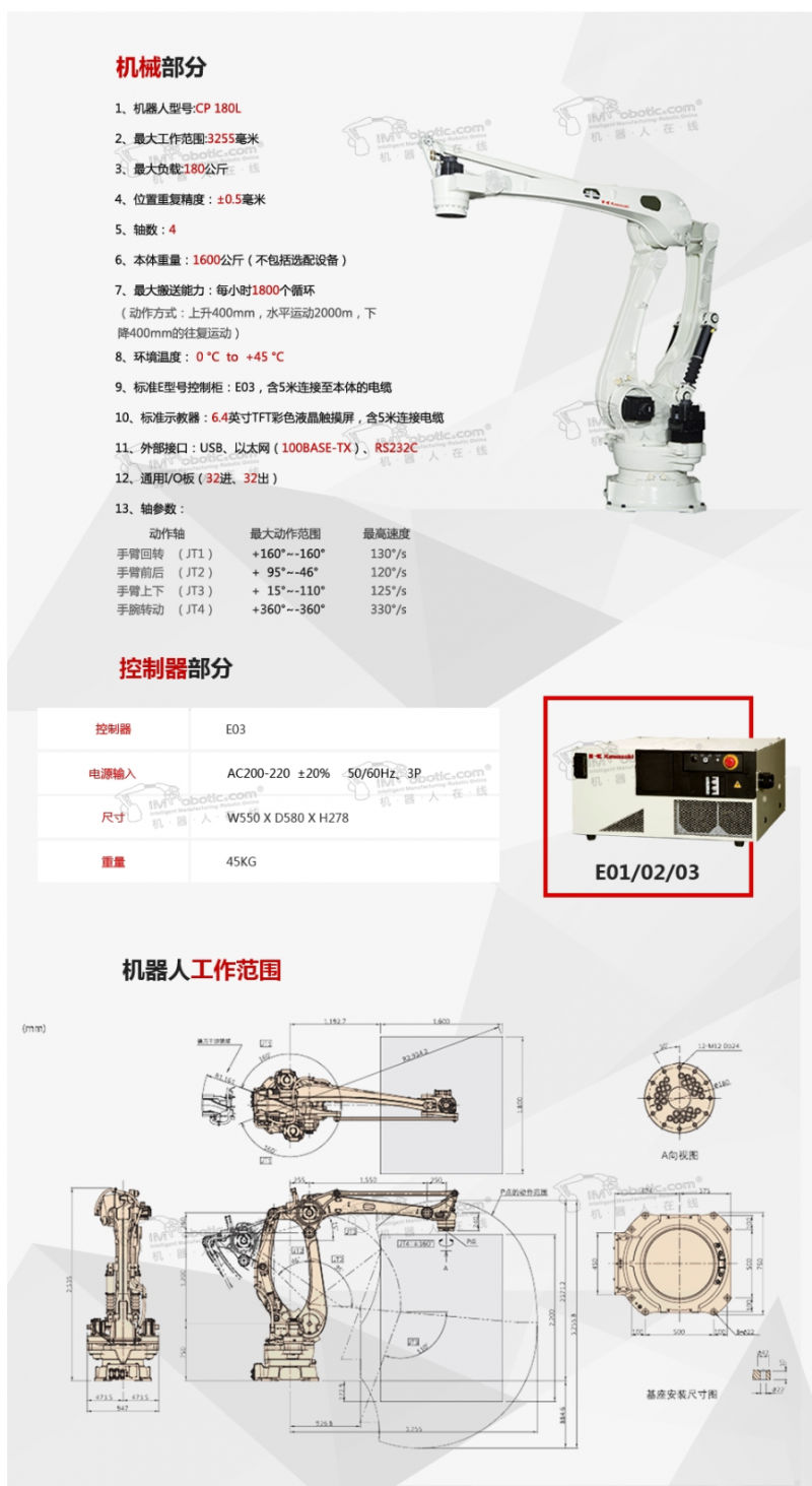 【川崎 CP180L】价格_ CP180L 2D_3D数模图_ CP180L产品资料-机器人在线
